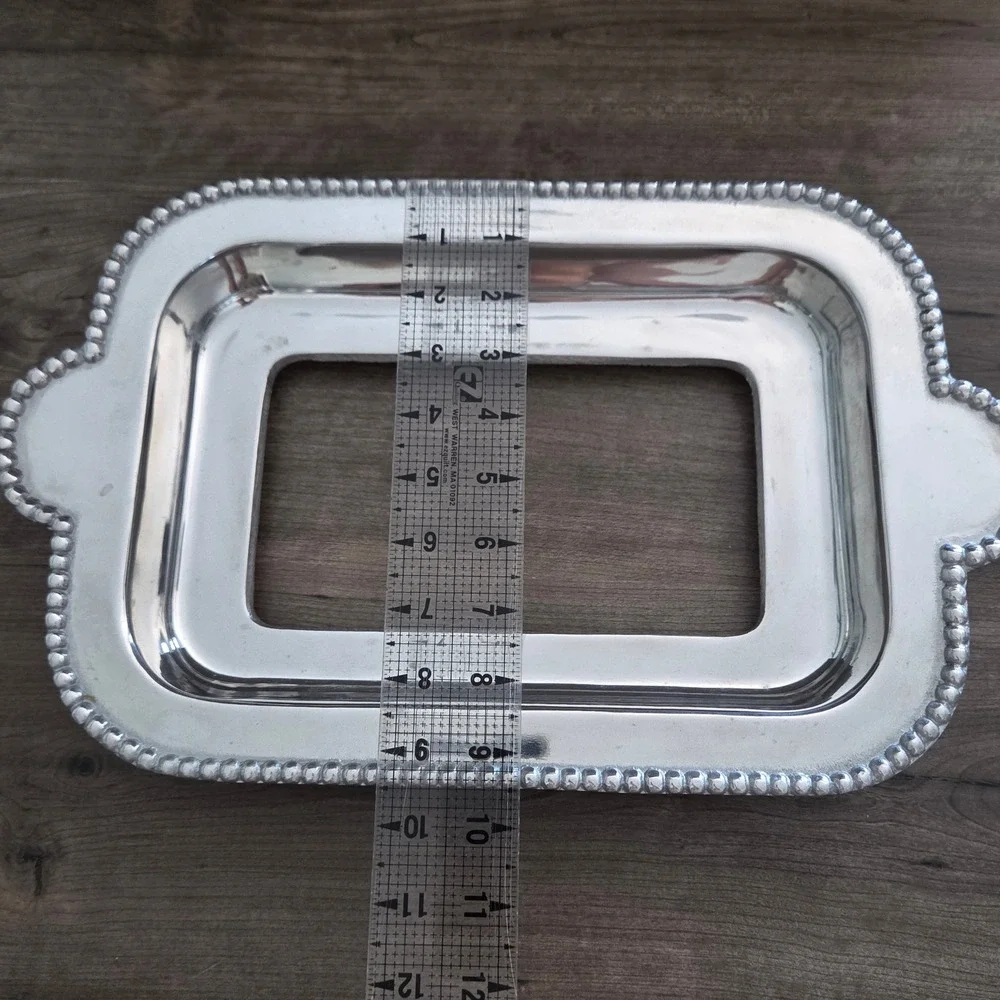 Fabulous Pewterware Perla Pyrex Holder Silver Beaded Medium Casserole Frame 7x11